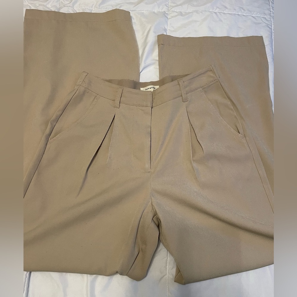 Max Studio Ponte Pants -High Waist Wide Leg - S - Women's Beige